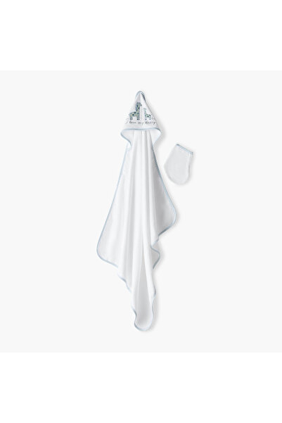 Juniors طقم منشفة بغطاء رأس غسيل مطرزة بنقشة زرافة