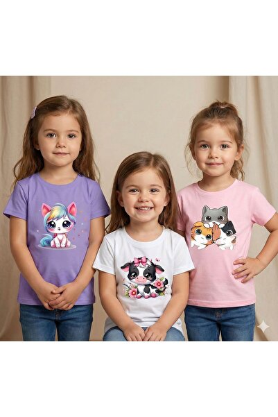 BW Bravely Wear Tricou pentru copii, 3 piese, din bumbac imprimat, cu gâtul t...