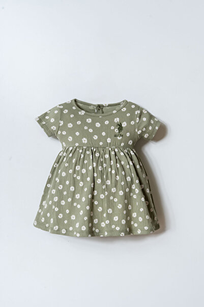 U.S. Polo Assn. Kız Bebek Yeşil Elbise