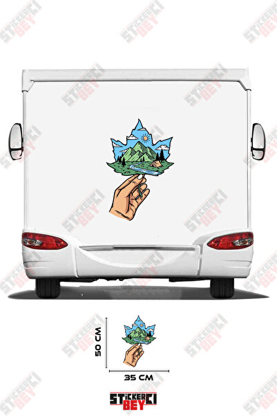 STİCKERCI BEY ملصق كارافان بنمط أوراق الشجر على جبل في متناول اليد