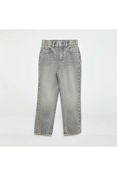 KIABI بنطلون جينز رمادي بخصر عالٍ