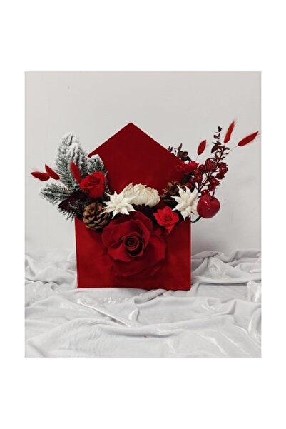 OEM Aranjament de Crăciun din flori conservate și uscate în cutie roșie de ca...
