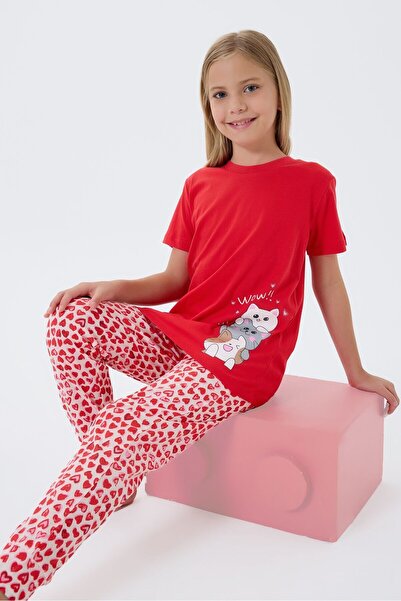 Arnetta Червен пижамен комплект за момичета