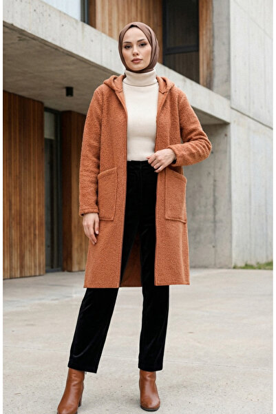 sefamerve Hooded Zippered Pocket Winter Cap 2211-03 Tan