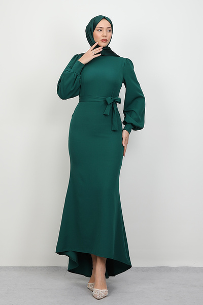 Lamia Giyim Lavin Krep Elbise Zümrüt