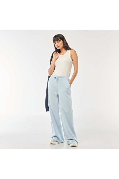 KIABI Solid Color Cotton Joggers BLUE