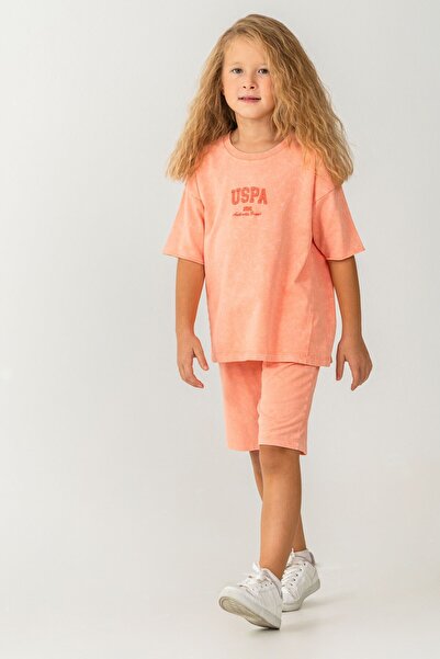 U.S. Polo Assn. Girl's Orange Bermuda Suit