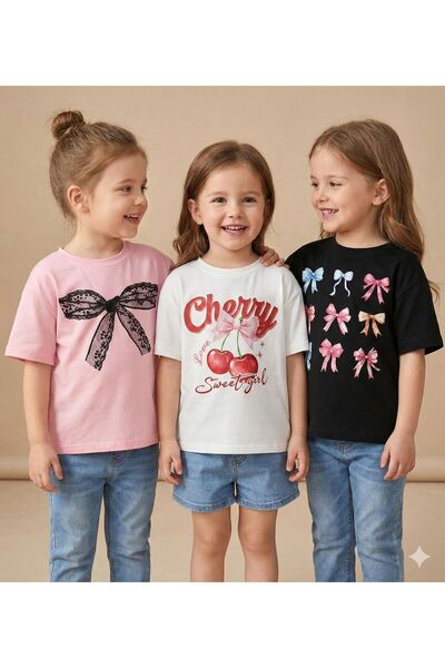 BW Bravely Wear Παιδικό μπλουζάκι με στάμπα από βαμβάκι, 3 τεμάχια