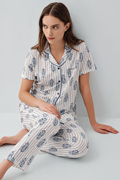 Pierre Cardin Γυναικείο Σετ Πιτζάμες Λευκό Πουκάμισο