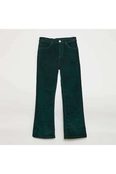 KIABI Flare Velvet Trousers GREEN
