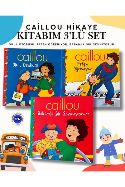 Burhan Yayınları Caillou 3’lü Cep Boy Hikâye Seti (Okul Otobüsü / Paten Öğren...