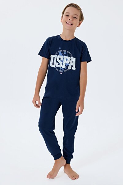 U.S. Polo Assn. Set de pijamale pentru băieți în albastru bleumarin