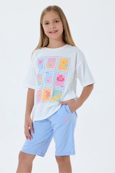 U.S. Polo Assn. Κοριτσίστικο Σετ Μπλε Βερμούδα