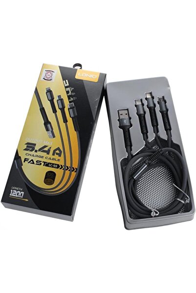 LDNIO كابل شحن 3 في 1