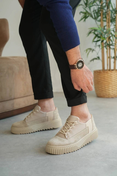 negok حذاء Bupel KB-X516 Kuback من الجلد السويدي البيج للرجال