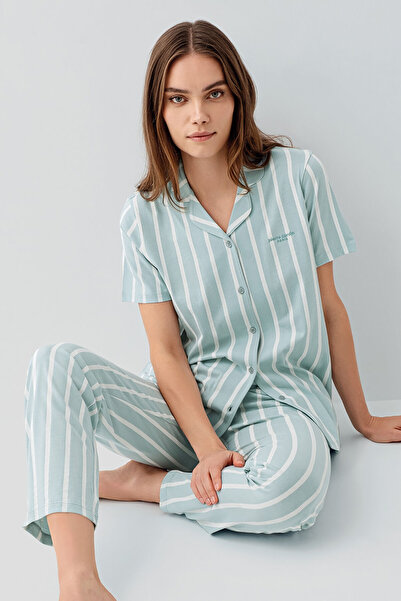 Pierre Cardin Γυναικείο Σετ Πιτζάμες Πράσινο Πουκάμισο