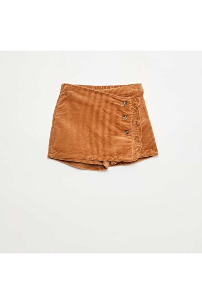 KIABI تنورة قصيرة من المخمل القطني، لون بني