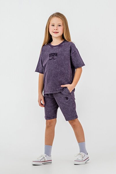 U.S. Polo Assn. U.S. Polo Assn. Set Bermuda mov pentru fete