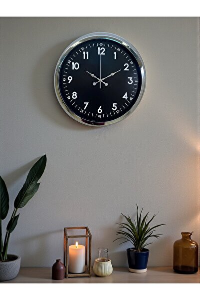 Marsilyan Zentime Classic 40 cm Chrome Stylish Metal Wall Clock