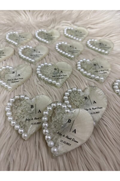 SHOOP İncili epoksi nişan nikah hediyeliği dolap süsü magnet 20 adt