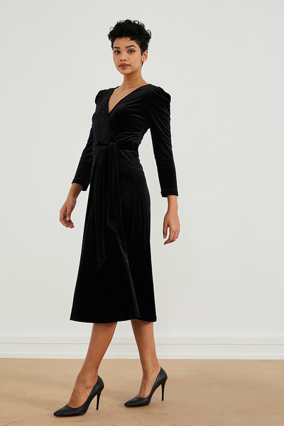 PAULMARK Рокля с колан с балонен ръкав