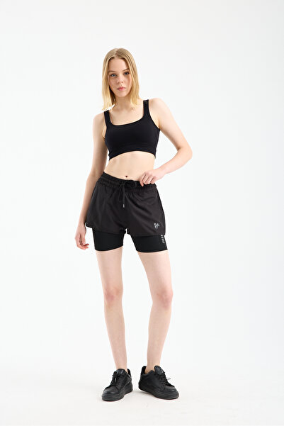 MAİMODA Women's Double B Printed Shorts with Inner Leggings