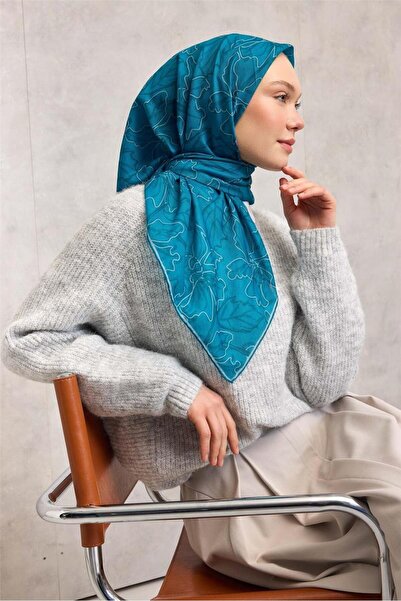 Silk Home وشاح ناعم من القطن والبوليستر بنمط زهور الزنبق باللون الأزرق الفاتح...