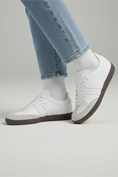 TOFİSA Women's White Suede Detailed Sports Shoes - 28105-White