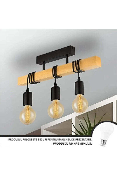 iTin Lustra Timber Trio, 3xE27, Negru, Lemn