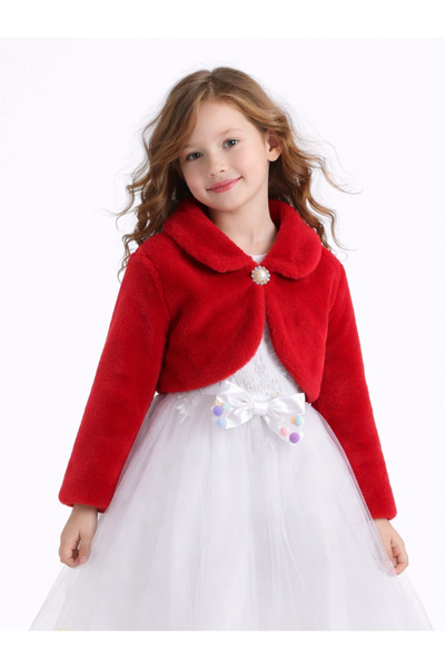 Casabony ❤️   Red Girl's Plush Bolero Party & Holiday Jacket