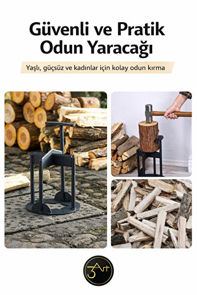 3Art Metal Dekorasyon Tic.Ltd.Şti Odun Kırma Standı - Baltalı Odun Bölme Apar...