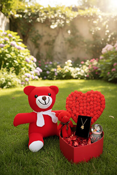 elovya Kırmızı Kalpli Tasarım Hediye Seti - Sevgiliye & Arkadaşa Özel - Doğum...