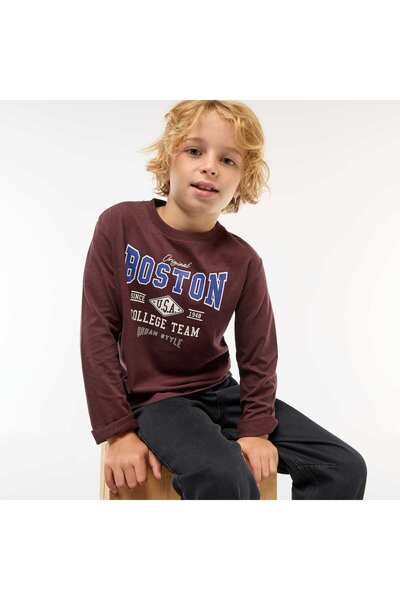 KIABI Printed long-sleeved T-shirt RED