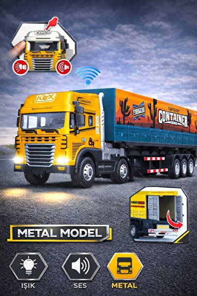 Fidan oyuncak Konteyner Taşıyıcı Metal Model Kamyon – Işıklı ve Sesli, 38 cm