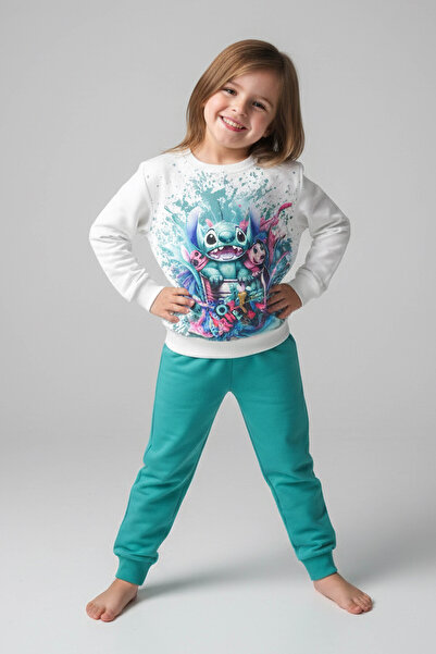 TOFİSA Set pijama pentru fete Petrol cu imprimeu - 28096-PETROL