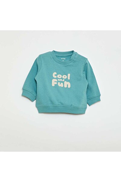 KIABI Lightweight Fleece Sweatshirt with Print BLUE