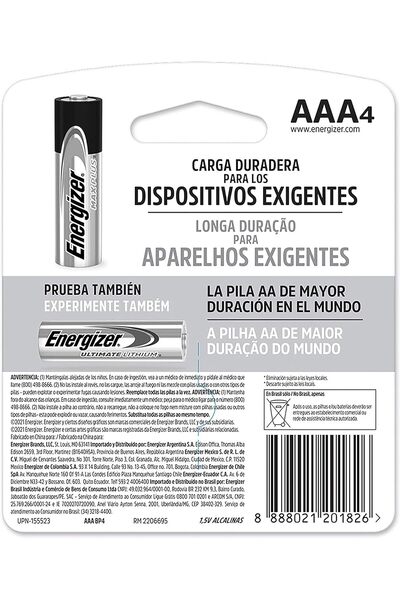 Energizer بطاريات ماكس بلس القلوية AA 1.5 فولت - عبوة من 4 بطاريات