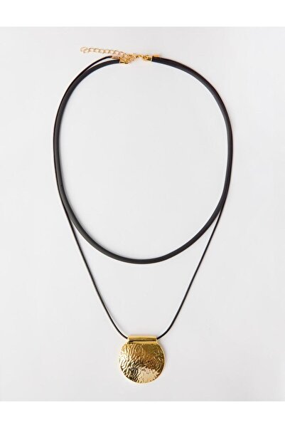 Jimmy Key Siyah Parlak Oval Figürlü Ayarlanabilir Kolye