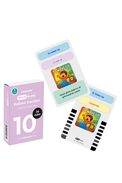 Bigibuddy WordsBuddy Türkçe İngilizce Kelime Kartları Günlük Rutinler 30 Kart...