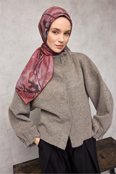 Silk Home Eșarfă moale din bumbac poliester cu model de frunze Dusty Rose 90x90