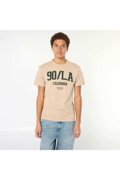 KIABI Printed Cotton T-Shirt BEIGE