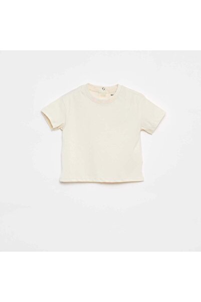 KIABI Loose Solid-Color Short-Sleeve T-Shirt WHITE