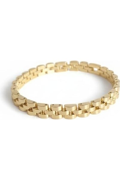 AKFECAN Steel Gold Color Women's Straw Weave Bracelet