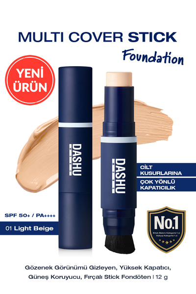 Dashu Fırça Başlıklı Stick Fondöten Mens Multi Cover Stick Foundation 01 [Lig...