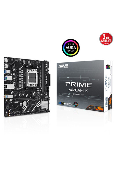 PRIME A620AM-K, 2xDDR5, 1x M.2, DP, HDMI, AM5 Soket Anakart