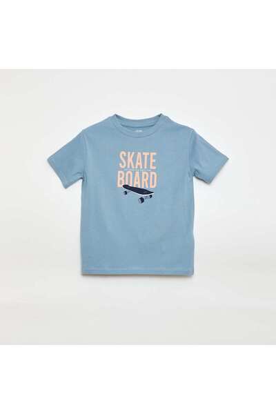 KIABI Short-sleeved printed T-shirt BLUE