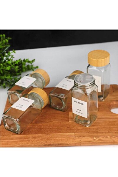 LeylArt 6-Piece Glass Spice Jar Set with Bamboo Lids 120ml