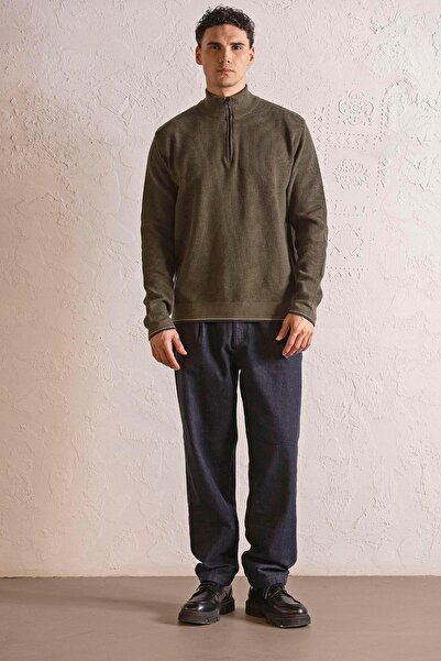 GMG FIRENZE ψηλός λαιμός Ανδρικό πουλόβερ με φερμουάρ και κηρήθρα