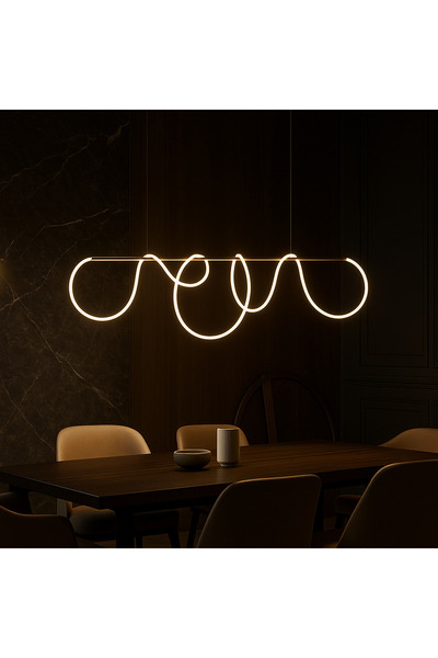 iTin Lustra LED DIVINO Auriu 96W cu Tub Silicon Flexibil, 150cm â€“ Lumina Re...