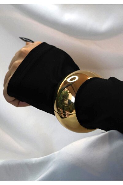 SİASİA Balon Model Gold Renk Kalın Kelepçe Bileklik